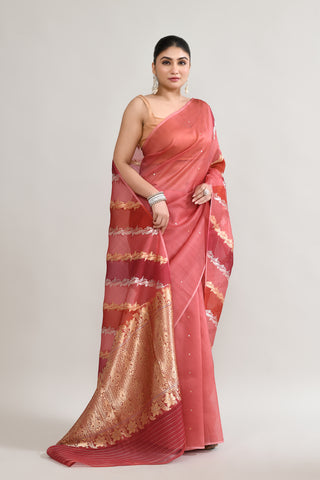 Kora Banarasi Silk Saree with Ombre Shade – Code: ML25A119