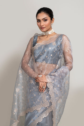 Elegant Grey Organza