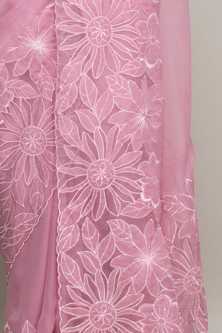 Shimmer Organza Saree with Appliqué Floral Embroidery – Code:ML25A105