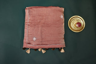 Shimmered Grace Organza Saree with Floral Handwork