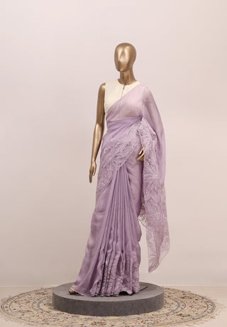 Shimmer Organza Saree with Appliqué Floral Embroidery – Code:ML25A105