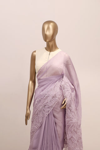 Shimmer Organza Saree with Appliqué Floral Embroidery – Code:ML25A105