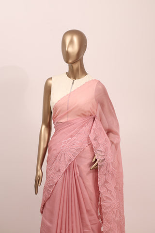 Shimmer Organza Saree with Appliqué Floral Embroidery – Code:ML25A105