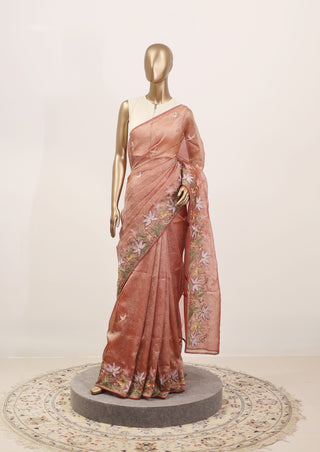 Crush Organza Saree with Colorful Embroidered Border – Code: ML25A129