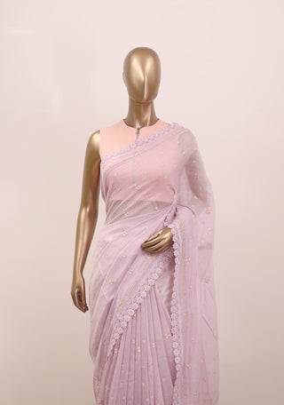 Malai Chanderi Saree with Floral Bootta & Lace Detailing – Code: ML25A127