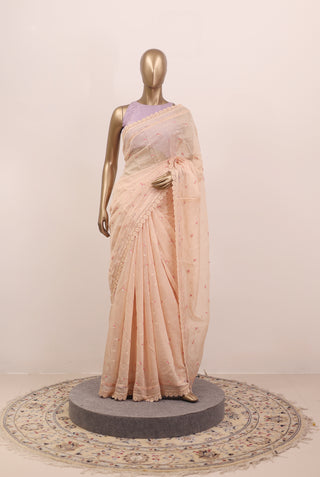 Malai Chanderi Saree with Floral Bootta & Lace Detailing – Code: ML25A127