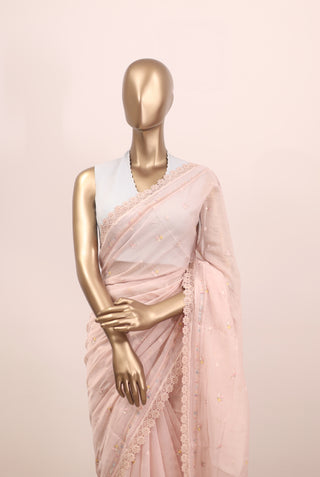 Malai Chanderi Saree with Floral Bootta & Lace Detailing – Code: ML25A127