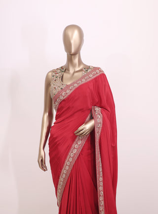 Pure Crepe Silk Saree with Highlighted Border – Code:ML25A106