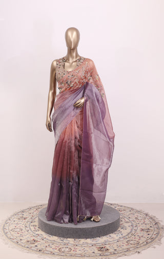 Tissue Organza Saree with Appliqué Work – Code:ML25A111