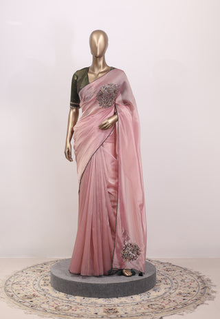 Shimmer Organza Saree with Butta Handwork – Code:ML25A113