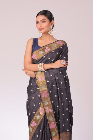 Embroidered Luxe Series – Black Tussar Story